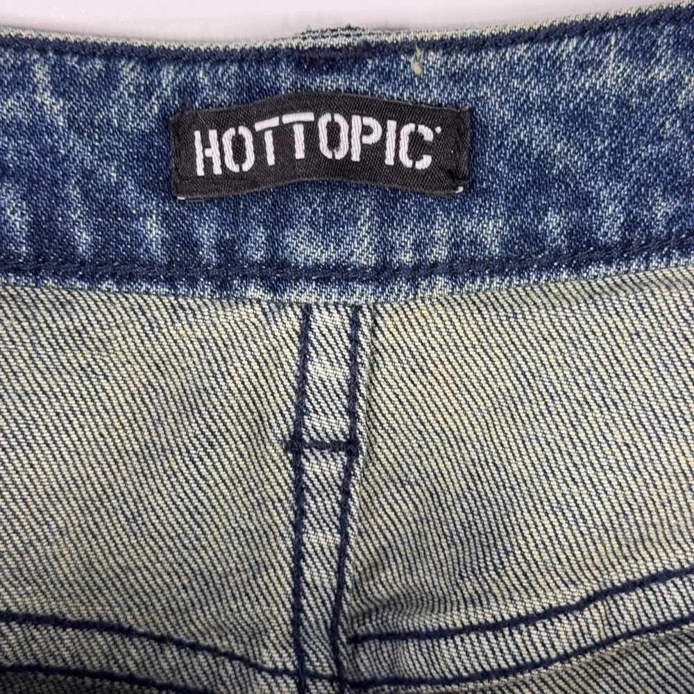 Hot Topic Jeans Sz 9 Wide Leg Two Tone Star Patch Y2K Denim Festival Goth Baggy